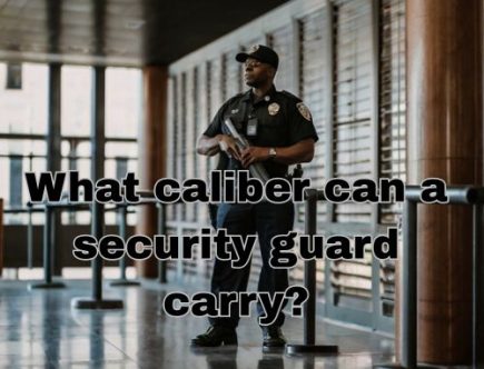 an armed security guard working holding his gun