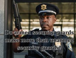 Armed security guard standing alert at his post