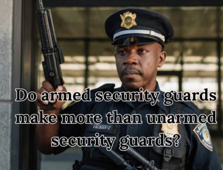 Armed security guard standing alert at his post
