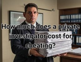 a private investigator holding a pile of documents